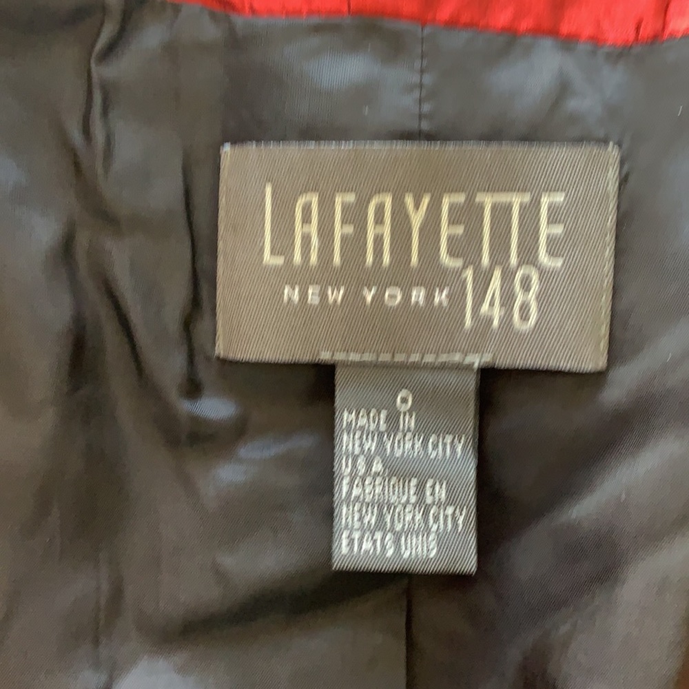 LAFAYETTE 148 size 0 long silk red coat jacket - Picture 4 of 6